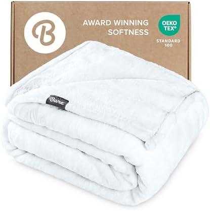 Bare Home Fleece Blanket - Twin/Twin Extra Long - Ultra-Soft Lightweight for Bed, Sofa, and Couch - Luxury Microplush - Cozy Warm Blanket (Twin/Twin XL, White)