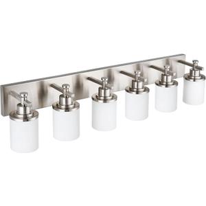 MELUCEE 6-Light Bathroom Vanity Light, Bathroom Light Fixtures Over Mirror with Milky White Glass Shade, Brushed Nickel Finish Wall Light for Kitchen Dressing Room Living Room Hallway, E26 Base