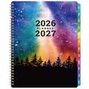 Planner 2026-2027 - Academic Planner 26-27, July 2026 - June 2027, 8" x 10", 2026-2027 Planner Weekly and Monthly, 26-27 Calendar Planners with Colorful Tabs, Spiral Binding, Pocket - Galaxy Forest