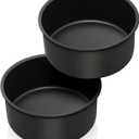P&P CHEF 6 x 3 Inch Nonstick Cake Pan Set, 2-Piece Round Baking Cake Pans for Small Birthday Wedding Layer Cake, Deep Side & One-piece Design, Stainless Steel Core & Non Toxic, Black