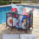 VEVOR Pool Storage Bin, 48.8 x 32.7 x 32.7 in, Rolling Pool Float Storage Organizer with Side Pockets & Casters, Heavy Duty Metal Frame, Poolside Toys Noodles Holder Mesh Basket for Swimming Pools