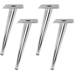 Geesatis Oblique Silver Furniture Legs Height 250 mm / 10 inch Metal Legs Cabinet Table Coffee Table Desk Decoration Legs Chrome Finished Solid Legs, with Mounting Screws, 4 Pack