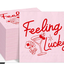 Valentine's Day Lucky in Love Paper Napkin Pink Cocktail Poker Dice Disposable Luncheon Napkins Dinner Hand Napkins for Casino Bachelorette Bridal Shower Party Table Decor50+ bought in past month