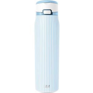 Simple Modern Mesa Loop Water Bottle with Covered Straw and Handle | 30oz Cup Holder Friendly Insulated Stainless Steel Bottles for Travel, Sports and School | Seaside Stripes