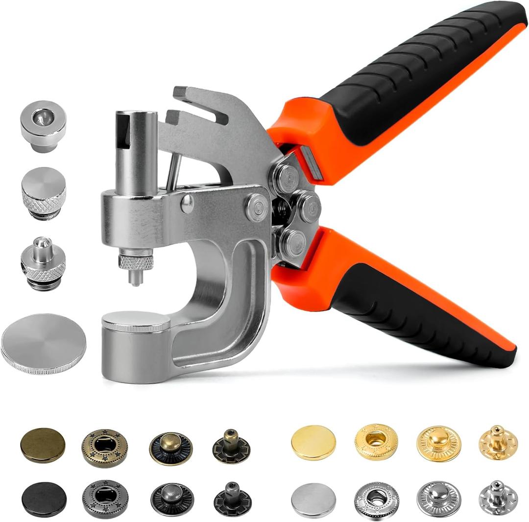 Sopnom Leather Snaps and Fasteners Kit, Snap Button Kit Snaps Press Pliers and 15mm Metal Leather Buttons, 40Sets 4Colors Leather Snap for Fabric, Clothes, Jackets, Purse, Belts, Bags