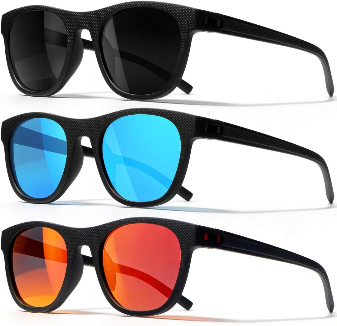 2 x 3 Pack Polarized Sunglasses for Men Women, Lightweight UV Protection Sports Sun Glasses for Driving Fishing Golf
