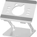 Laptop Stand for Desk  Portable Adjustable Laptop Riser & Holder, Foldable Computer Stand Compatible with MacBook Air Pro, Dell, HP, Lenovo (10"-17.3"), Featuring Cat Panel Design, Silver