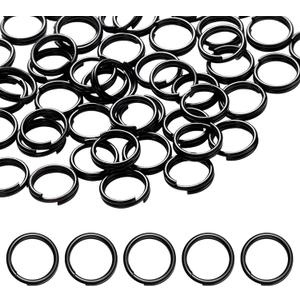 Hotop 50 Pieces Black Keys Ring Heavy Duty Metal Round Split Rings Key Chain Rings for Organization DIY Crafts Accessories(10 mm)