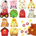 Wiwiqing 24 Pack Tic Tac Toe Farm Party Favors, Felt Travel Board Games Farm Animals Goodie Bags Stuffers Barnyard Cow Pig Sheep Strategic Toys for Birthday Gifts Prizes Themed Party Supplies