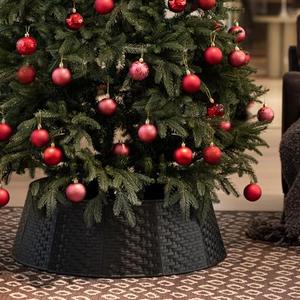 Black Christmas Tree Collar Christmas Tree Ring 28 inch Round Tree Skirt for Holiday Tree Ornaments Christmas Party Home Decorations (Simple,Large)