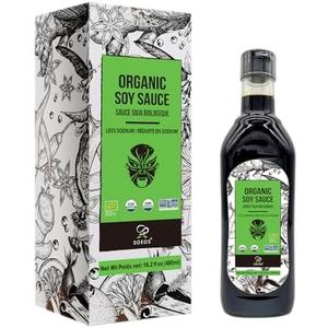 2 Pack Soeos Organic Low Sodium Soy Sauce 16.2oz (480ml), USDA Organic, Naturally Brewed Soy Sauce, Soy Sauce Organic, Dark Soy Sauce, Pure Ingredients, Marinade for Meat & Vegetables., Black, BBD: JUNE 2028