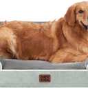 EHEYCIGA Orthopedic Dog Beds for Extra Large Dogs, Waterproof Memory Foam XL Dog Bed with Sides, Non-Slip Bottom and Egg-Crate Foam Big Pet Couch Bed with Washable Removable Cover, Greyish Green (44.0"L x 32.0"W x 6.5"Th)
