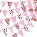 Jetec 5 Pieces 49 Feet Strawberry Pennant Banners Party Decorations Red Berry Plaid Checkered and Pink Triangle Flags Bunting Banners for Strawberry Baby Shower Party Decor Indoor Outdoor Supplies