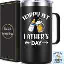 Lifecapido New Dad Gifts, Happy 1st Father's Day 20oz Insulated Coffee Mug with Card, First Father's Day Gifts for New Dad, Black