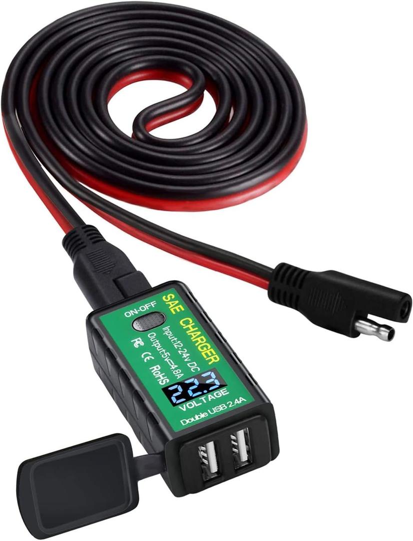 ACOPOWER 4.8A USB Charger Solar Panel Battery to USB Adapter with Voltmeter & ON/Off Switch Charger Phone Tablet GPS Camera,3 Install Options Waterproof ACOPOWER 4.8A USB Charger Solar Panel Battery to USB Adapter with Voltmeter & ON/Off Switch Charger Phone Tablet GPS Camera,3 Install Options Waterproof