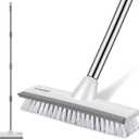 SetSail Floor Scrub Brush with 51-Inch Long Adjustable Handle 2 in 1 Scrape Brush Stiff Bristle Floor Scrubber for Cleaning Shower Bathroom Garage Kitchen Wall Deck Tub Tile (Grey White-standard-1 Pack)