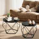 DUMOS Round Coffee Table Set of 2, Nesting Tables for Living Room Home, 2 pack