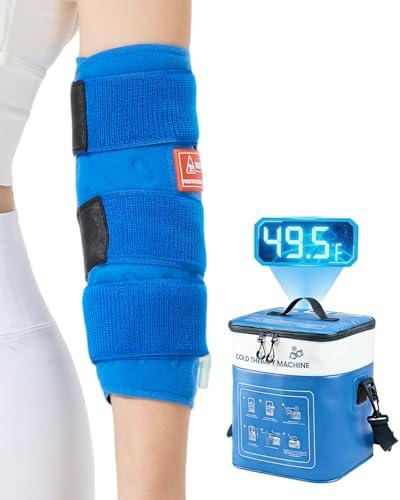 Cold Therapy Machine for Elbow, Ice Machine for Tennis Elbow&Post-Surgery Recovery, Cryotherapy Device with Temp Display & 3 Flow Modes, Adjustable Elbow Wrap for Arthritis, Bursitis, Swelling Relief
