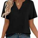 Zeagoo Womens Tops Short Sleeve V Neck Tee Shirts Cute Dressy Casual Clothing Business Work Blouse (Black, XXL)