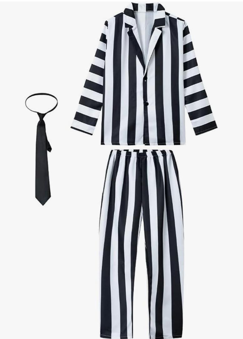 My Sky Black White Movie Costume Men Halloween Adult 3Pcs Suit Pant Necktie Cosplay Size M