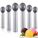 Gejoy 8 Pcs Ice Cream Scoop 7 Inch Nonstick Anti Freeze Ice Cream Scooper Aluminum Design Dessert Spoon for Gelatos Frozen Yogurt Fruit Sundaes Sorbet Almond Cookie Dough (Silver)