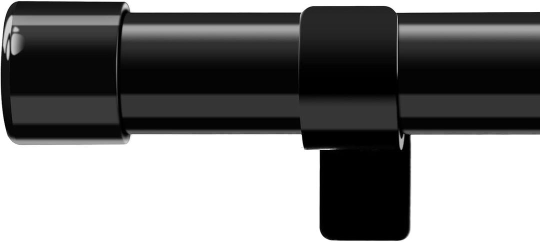Window Curtain Rods 36 to 78 - 1 Inch Stainless Steel Heavy Duty Curtain Rod Set,Blackout Modern Drapery Rods with Brackets - Black
