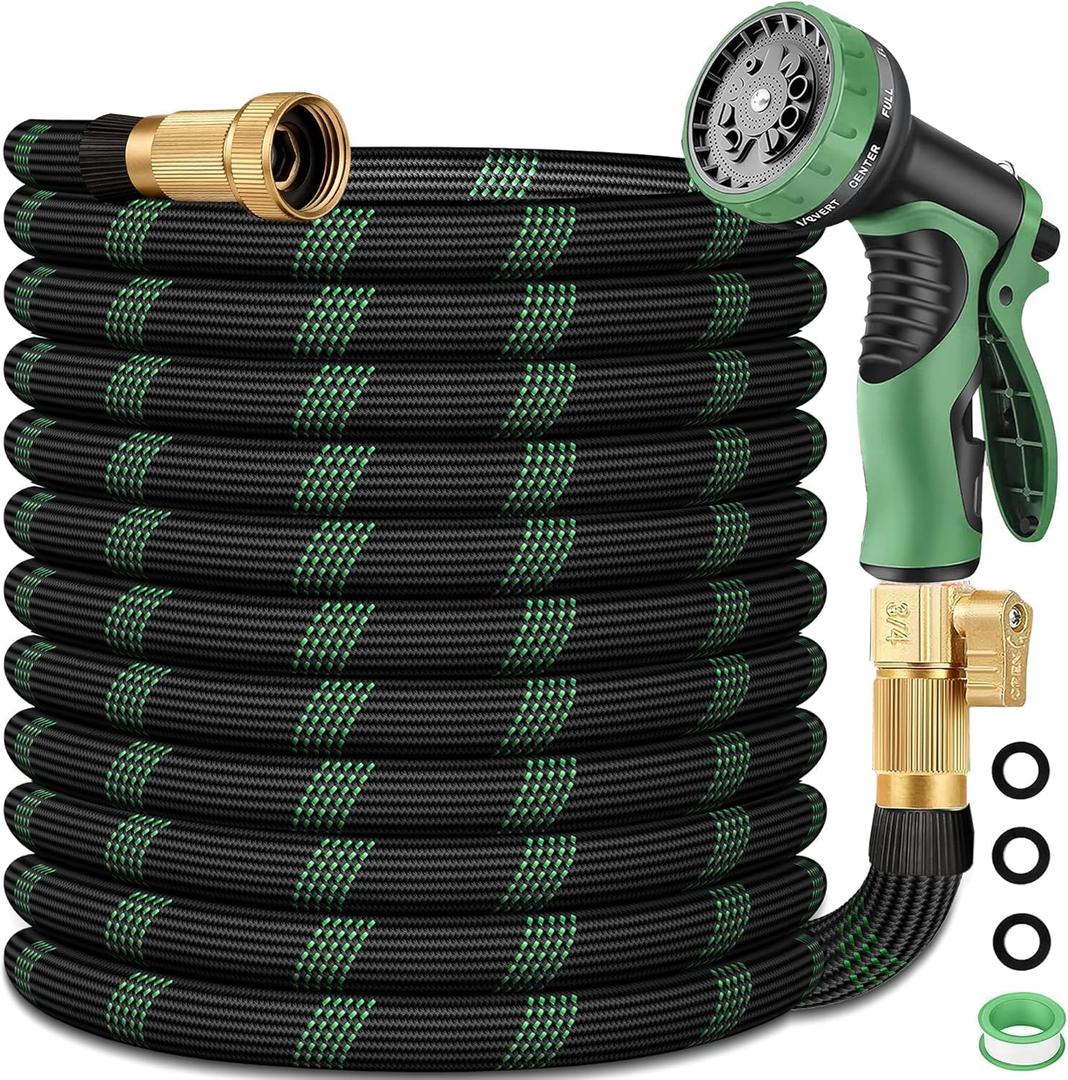 25 ft Garden Hose, Flexible Ultra Lightweight Durable, Kink-Free Water Hose with 10 Function Sprayer - Non-Tangle,Puncture Proof pipe, Easy to Store, All-Weather Use Garden Hoses