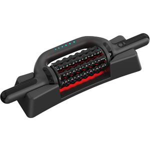 Rolling Percussive Deep Tissue Massage Roller Stick with Hands-Free Base,Rechargeable 6-Speed Massager for Muscle Recovery & Lymphatic Circulation,Ideal for Back,Arm,Leg,Calf & Foot Massage
