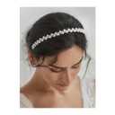 SWEETV Pearl Bridal Headband Handmade Wedding Headbands for Women Silver Rhinestone Hair Band Bridal Headpieces for Wedding Hair Jewelry Accessories