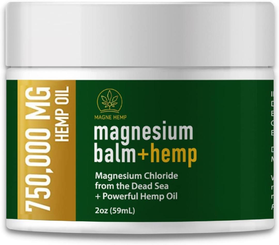 Magnesium Cream for Pain + Hemp - 750,000mg Hemp Oil - Soothing Hemp Cream Provides Fast Acting Joint and Muscle Relief - All Natural Daily Support for Comfort and Wellness - Made in USA
