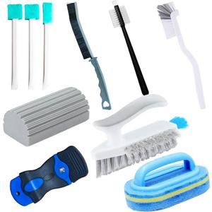 2 x Elkanah Cleaning Brushes for Household use Small Cleaning Brushes for Small Spaces Sink Bathroom Deep Cleaning Supplies Set of 10