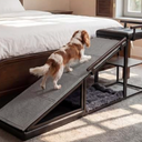 Dog Ramp for Bed, Pet Ramp for Dogs with Non-Slip Carpet and Top Platform, 74" x 16" x 25", Brown
