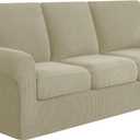 SUBRTEX 7 Pieces Stretch Sofa Slipcover Sets Couch Cover Sets Backrest Cushion Covers Furniture Protector Collection Set for Oversize Sofa Loveseat Chair Slip Covers(Large, Sand)