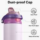 ENCOOL Leakproof Insulated Water Bottle with Straw Dual-Sip Water Bottle Bag-Safe Design for Work, Commute & Gym Keeps Drinks Cold All Day, 40 oz, Purple Cabbage