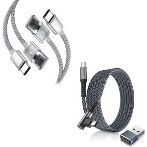 USB Type C Charger Cable 6.6FT Bundle with Type C 100W Cord 10ft,Compatible with iPhone 15 Pro Plus Max,MacBook Mac,iPad Pro 11 Air 4 4th Mini 6 Generation 2021,Samsung Galaxy S21 Plus (2+1 Cables)