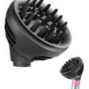 Wave+Curl Diffuser for Dyson Airwrap Styler, Upgraded Diffuser Nozzle Attachment for Dyson Airwrap HS01 HS05 HS08 for Wavy Curly or Coily Hair Type (Gray)