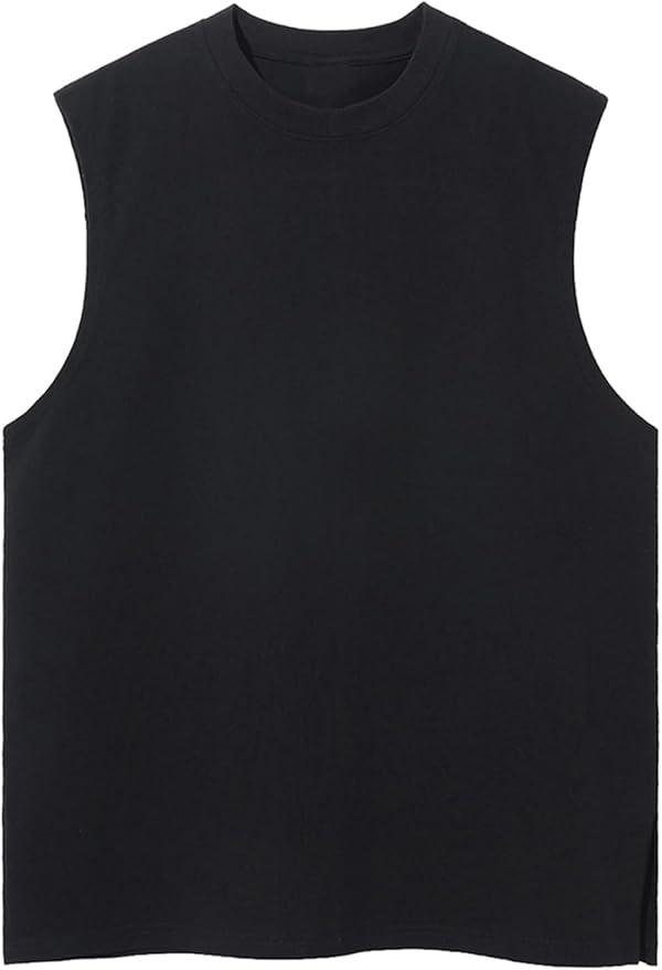 SnowElve 2 Pack Mens Workout Tank Tops Sleeveless Tee Shirts Men Muscle Shirt Gym Cotton T Shirts Running Beach Loose Fit Tee, M