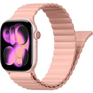 Magnetic Sport Bands for Apple Watch Band 40mm 38mm 41mm 42mm  iWatch bands for Women Men,Silicone Loop Strap Wristband for Apple Watch Series 11 10 9 8 7 6 5 4 3 SE 3/2nd Ultra/3/2 49mm (04-Pink Sand)