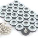 Teflon Furniture Sliders Pads(24 Pack 3/4 inch(19mm) Base),Table/Chair/Cabinet/Sofa Small Size PTFE Glides,Stainless Steel Screw on Protect The Floor,Heavy Duty Sliding Block for Furniture