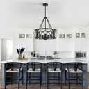 Sigaitwei 5-Light Farmhouse Chandelier Rustic Black Chandelier for Dining Room,Adjustable Pendant Light,Drum Chandelier for Kitchen Island Entryway Bedroom Hallway,18.9'',E26.