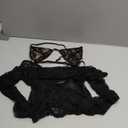 Women Y2k Lace Long Sleeve Crop Top Sexy Sheer See Through T Shirts Backless Slim Fit Going Out Tops (Small, C 2pcs Black)