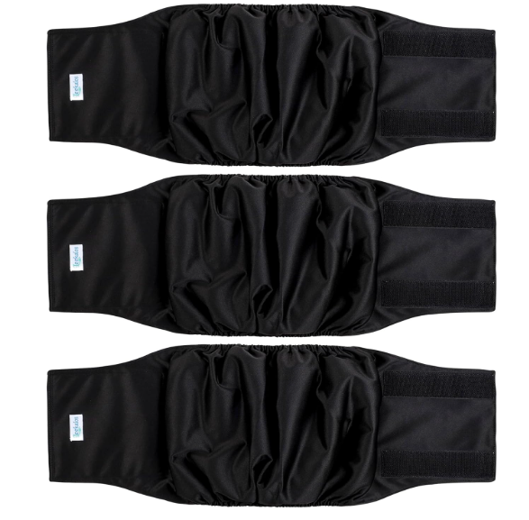 leekalos Male Dog Diapers (3 Pack), High Absorbing Dog Belly Bands for Male Dogs, Washable Reusable Dog Male Wraps (Large)