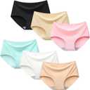 Charmi Teen Girls Seamless Underwear No Show Panties Full Coverage Pack of 6 (8-9 Years, Basic Color)