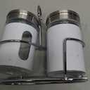 Glass Salt and Pepper Shaker Set with Seasoning Rack, Spice Rack, Adjustable Pour Hole Stainless Steel Lid, 2.8 oz, Spice Dispenser for Salt, Pepper, Spice Preservation (white)