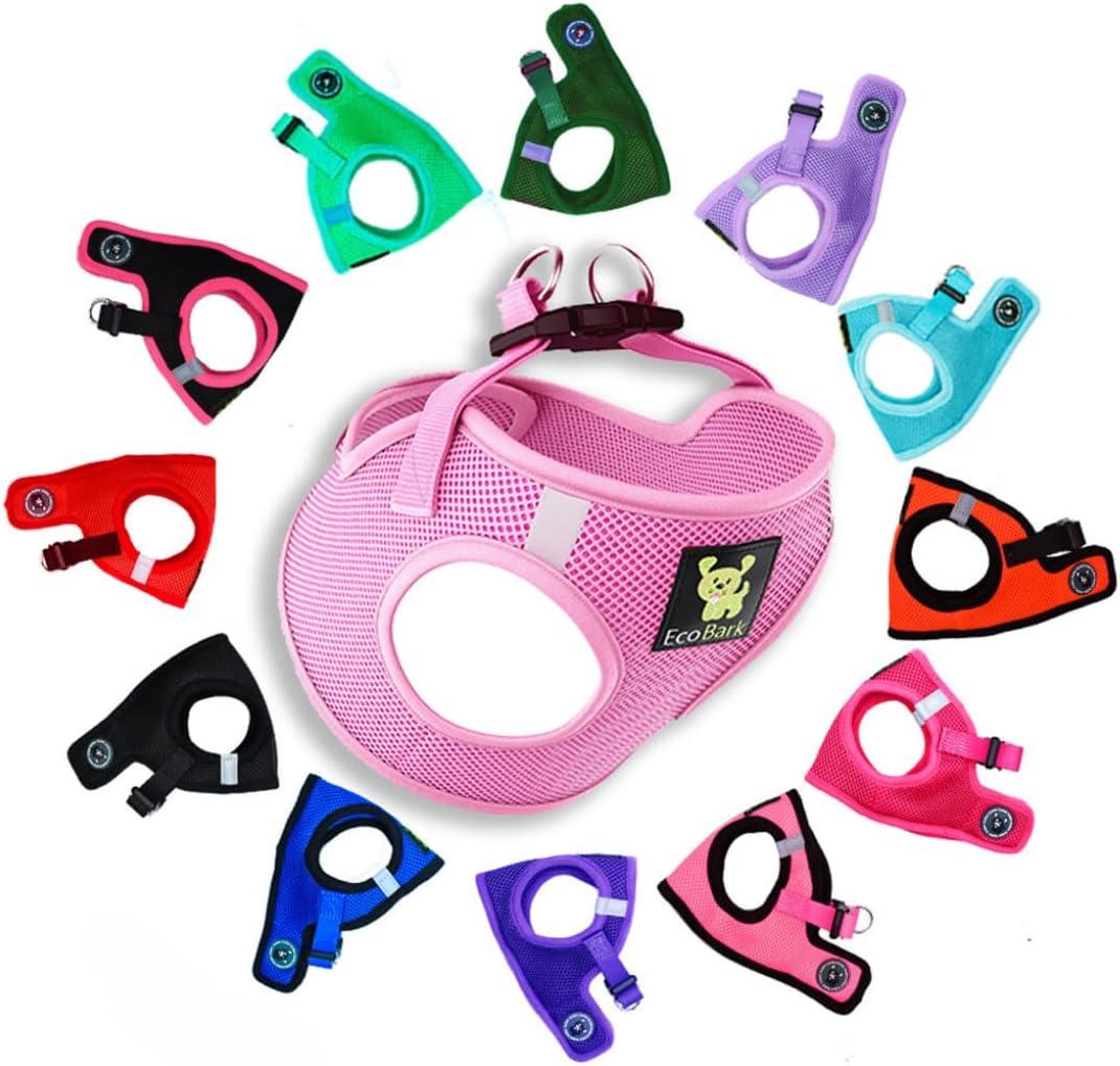 EcoBark Step in Dog Harness - Eco-Friendly Small Breed Dog Harnesses for XS Dogs - Reflective and Adjustable Mini Body Halter Vest - Tiny Soft Mesh Toy Breed Harness (Baby Pink, XS) (XS- 5 to 6 lbs- Chest Up to 13 in (Pack of 1))