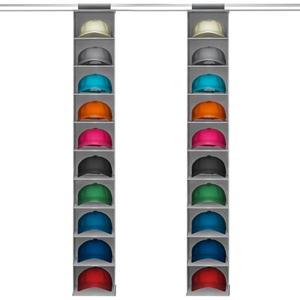 Lifewit 10 Compartments Hat Organizer for Baseball Caps, 1 Packs Hat Racks Hanging Storage organizer, Non-Woven Fabric Display Shelf Holds Up to 40 Hats, Cap Holder Hanger for Closet, Bedroom, Grey