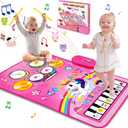 Toys for 1 Year Old Girl Gifts: Baby Music Mat Toddler Toys Age 1-2 - 3 in 1 Piano Drum Animal Touch Unicorn Toy - Infant Musical Toy 12-18 Months Babies Birthday Easter Gifts for 1 2 3 Year Old Girls