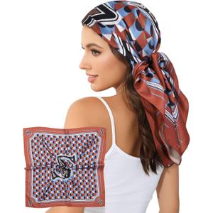 3 x AWAYTR 35 Satin Head Scarves Women Like Silk Scarf Hair Bandanas Women Matte Neck Scarf Head Wrap Hair Headscarf