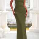 BTFBM Spring Dress for Women Sleeveless Solid Bodycon Homecoming Prom Cocktail Wedding Guest Dresses Summer Clothing (Green, L)