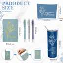 Funnymoom 6 Pcs Employee Appreciation Gift Thank You May You Be Proud 20 oz Boho Flower Tumbler Makeup Bag A6 Journal Pens for Back to School Gifts for Coworker Staff Women Men Nurse Teacher (Blue) 